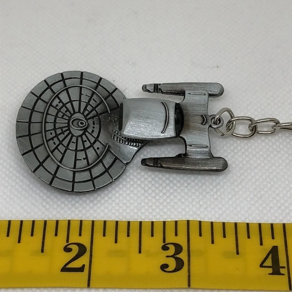 Space Ship Key Chain Silver Tone